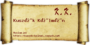 Kuszák Kálmán névjegykártya